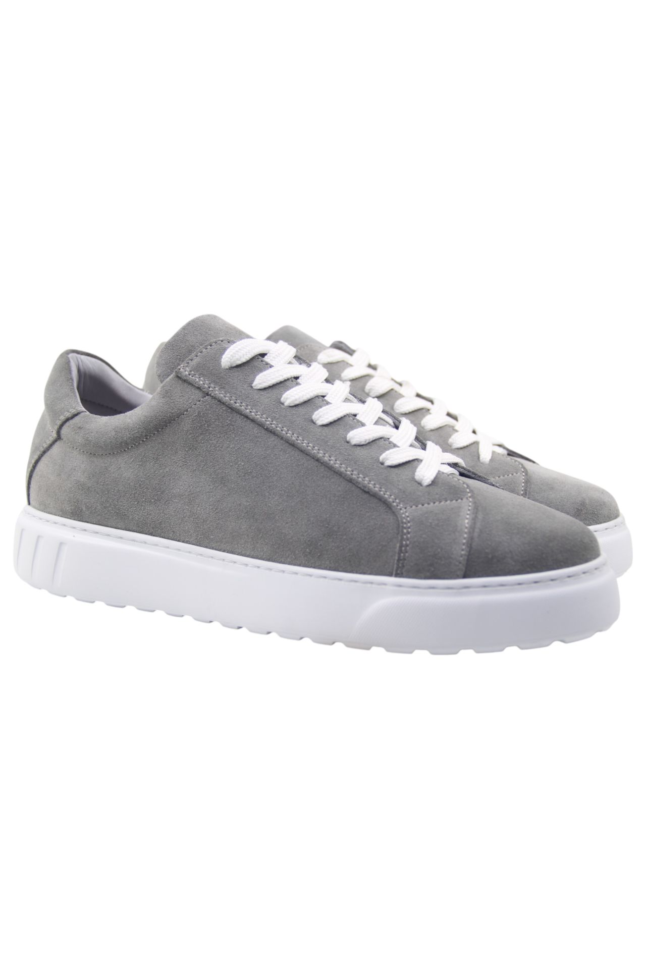 Deri-G Gri Hakiki Süet Deri Bağcıklı Erkek Sneaker 242-4213GRS