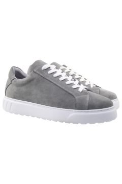 Deri-G Gri Hakiki Süet Deri Bağcıklı Erkek Sneaker 242-4213GRS