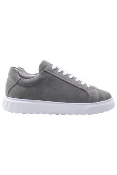 Deri-G Gri Hakiki Süet Deri Bağcıklı Erkek Sneaker 242-4213GRS