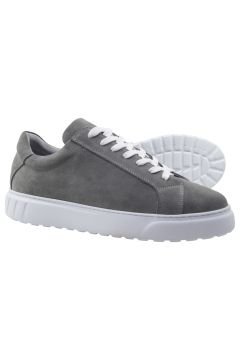 Deri-G Gri Hakiki Süet Deri Bağcıklı Erkek Sneaker 242-4213GRS