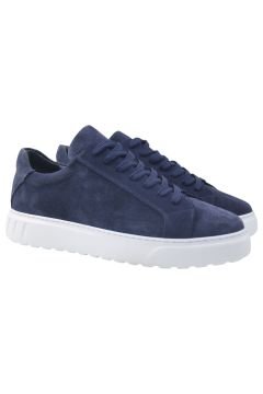 Deri-G Lacivert Hakiki Süet Deri Bağcıklı Erkek Sneaker 242-4213LCS
