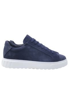 Deri-G Lacivert Hakiki Süet Deri Bağcıklı Erkek Sneaker 242-4213LCS