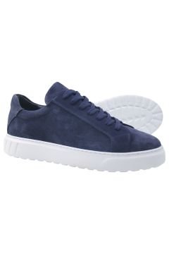 Deri-G Lacivert Hakiki Süet Deri Bağcıklı Erkek Sneaker 242-4213LCS