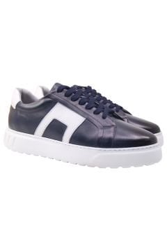 DERİ-G LACİVERT HAKİKİ DERİ BEYAZ DETAYLI SNEAKERS C32LCB4213