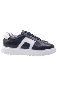 DERİ-G LACİVERT HAKİKİ DERİ BEYAZ DETAYLI SNEAKERS C32LCB4213