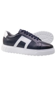 DERİ-G LACİVERT HAKİKİ DERİ BEYAZ DETAYLI SNEAKERS C32LCB4213