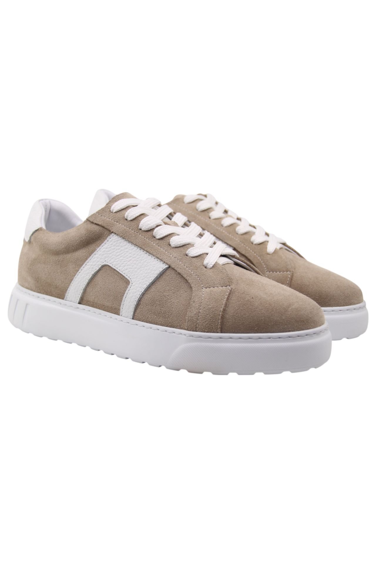 DERİ-G BEJ SÜET HAKİKİ DERİ BEYAZ DETAYLI SNEAKERS C32BJB4213