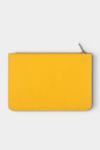 Sarı Küçük Boy Deri Clutch Çanta