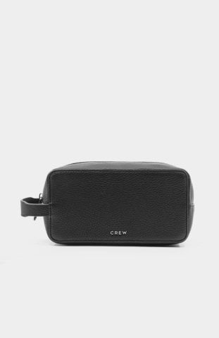 Mat Siyah Deri Wash Bag - El Çantası