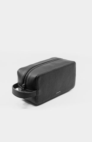 Mat Siyah Deri Wash Bag - El Çantası