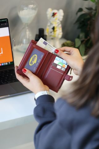 Berlin Fermuar Detaylı Kadın Cüzdan - Bordo