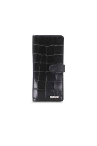 Guard Large Croco Siyah Kart ve Para Slotlu Deri Telefon Cüzdanı