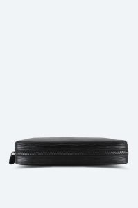 Yol Baskılı Askılı Siyah Deri Clutch Çanta
