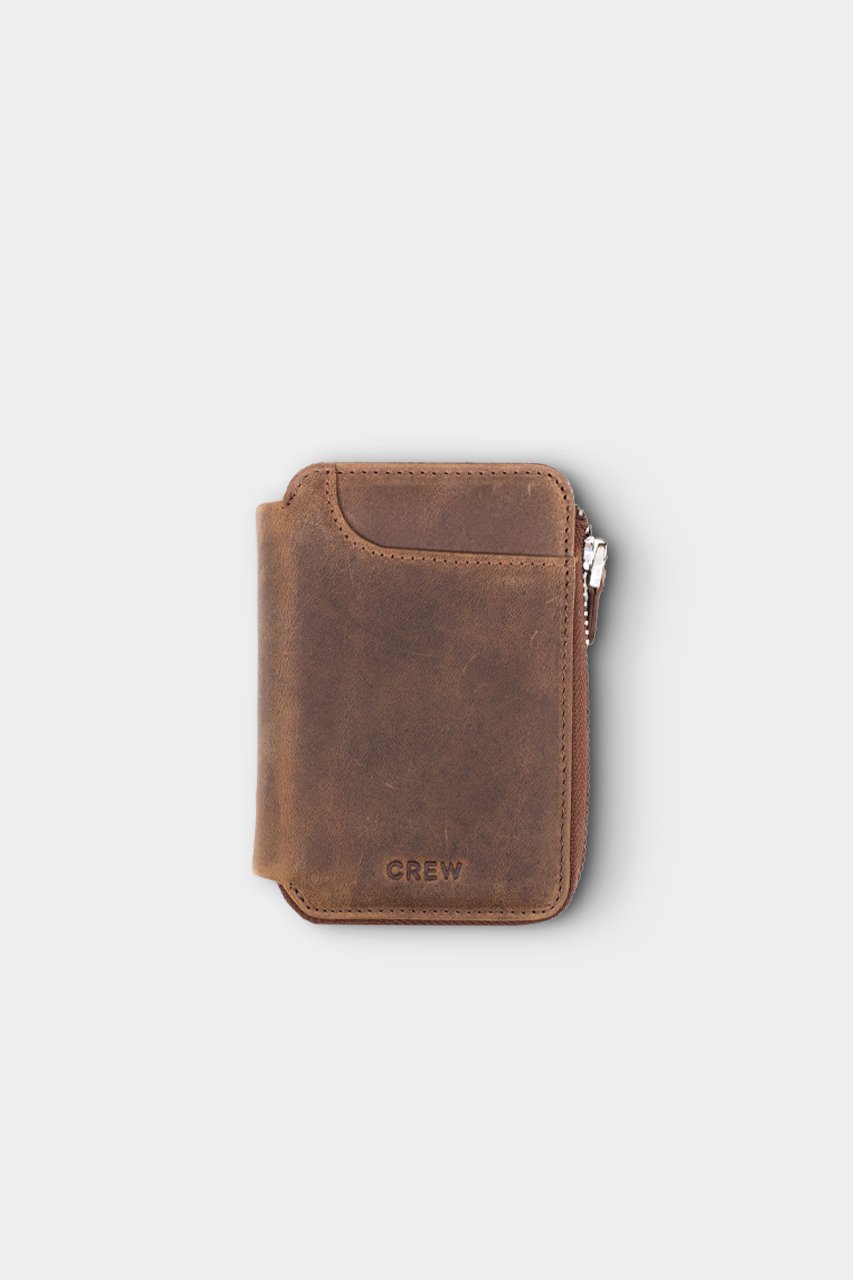 Vintage Taba Dış Cepli Versay Gerçek Deri Fermuarlı Cüzdan