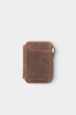Vintage Taba Dış Cepli Versay Gerçek Deri Fermuarlı Cüzdan