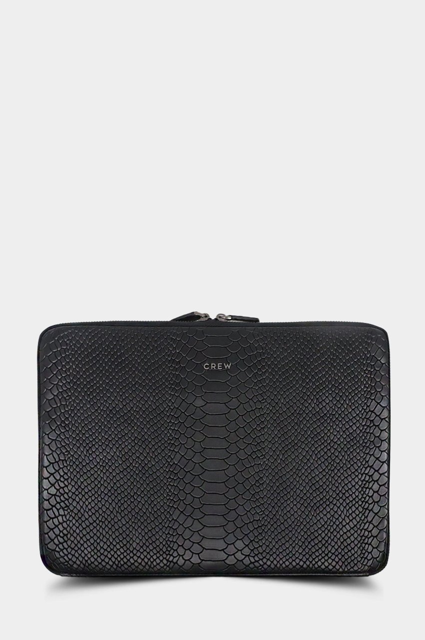 Piton Baskılı Hakiki Deri Siyah MacBook Çantası