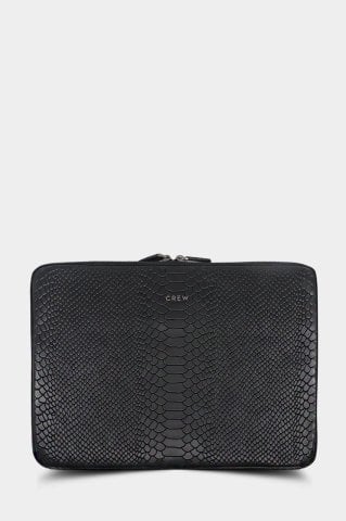 Piton Baskılı Hakiki Deri Siyah MacBook Çantası