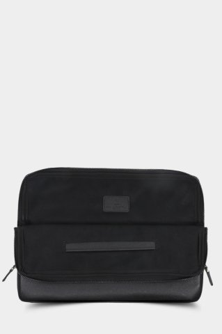 Saffiano Baskılı Hakiki Deri Siyah MacBook Çantası