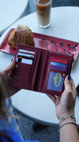 Lizbon Kadın Cüzdan - Kapak Detaylı / Bordo