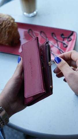 Lizbon Kadın Cüzdan - Kapak Detaylı / Bordo