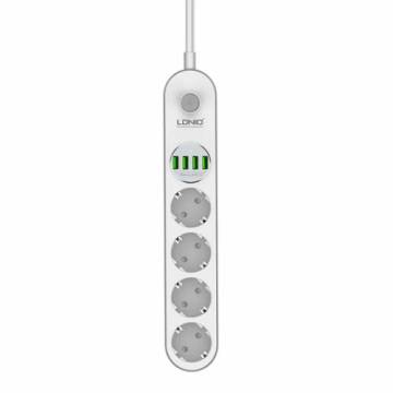 LDNIO 4 Priz 4 Usb Çıkış Anti-Statik Elektrik Prizi Şarj Aletİ