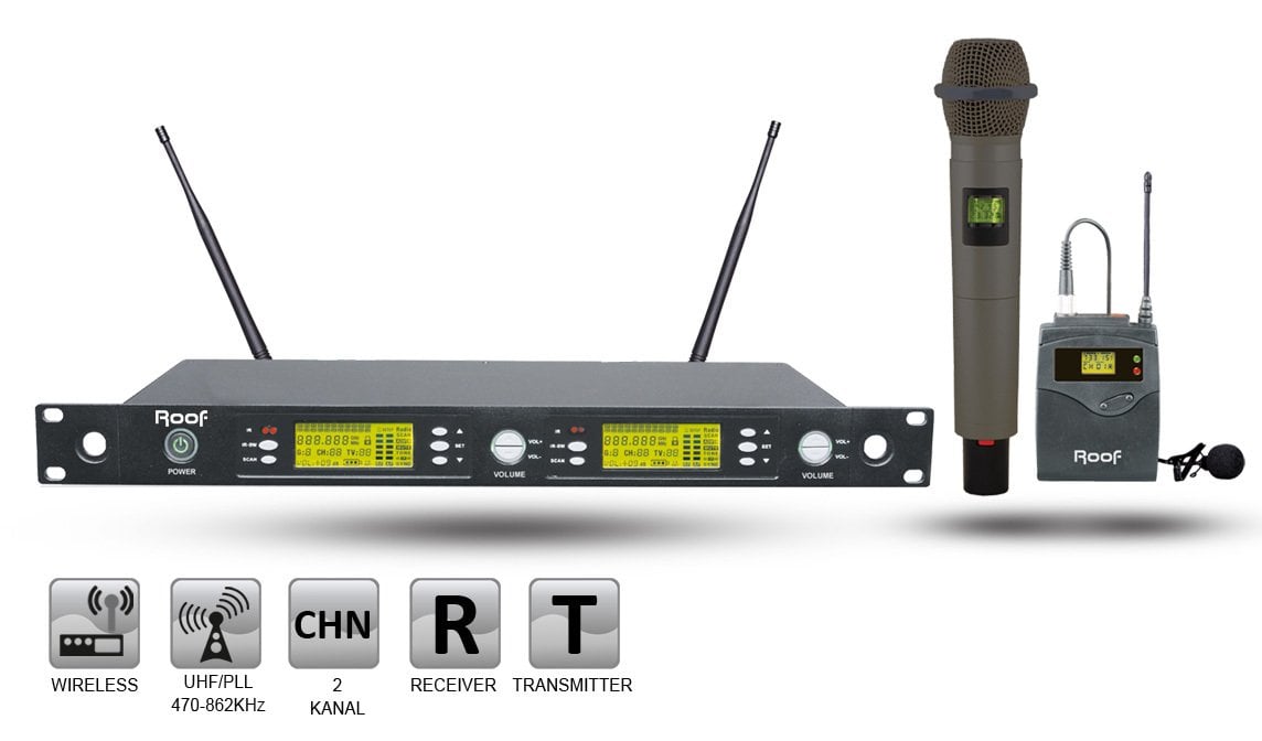 R-1250S 1 EL 1 YAKA 2 KANAL ÇİFT TUNER UHF TELSİZ MİKROFON