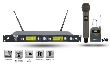 R-1250S 1 EL 1 YAKA 2 KANAL ÇİFT TUNER UHF TELSİZ MİKROFON