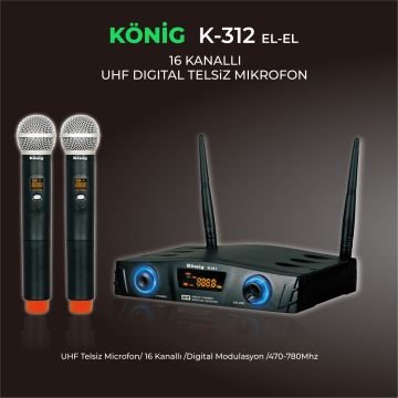 KÖNİG K-312 EE İKİ EL TELSİZ MİKROFONU