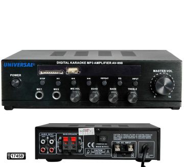Universal AV-998 2 Mikrofon Girişli USB-SD Anfi