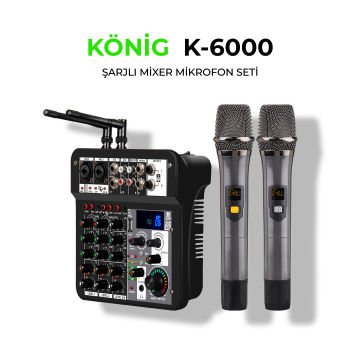 KÖNİG K–6000 SARJLI MİKROFONLU POWER MİXER 2*100 WATT