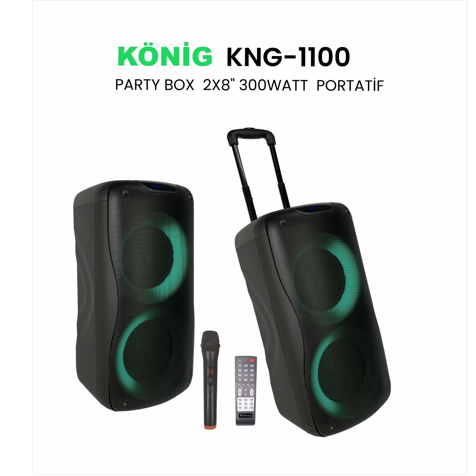 KÖNİG KNG–1100 PARTY BOX 300 WATT TAŞINABİLİR AKTİF HOPARLÖR