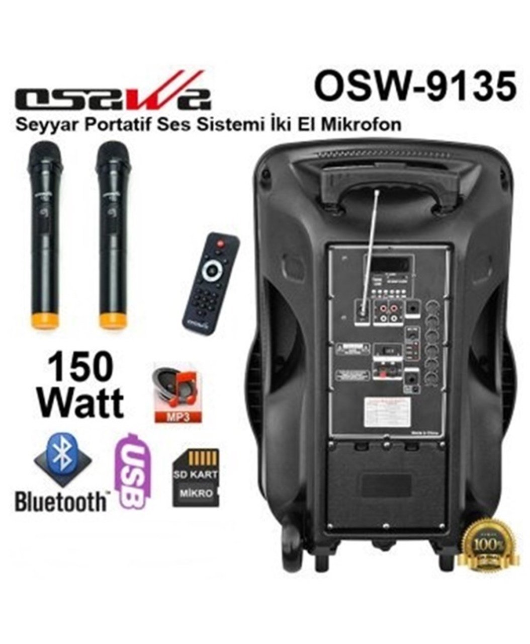 Osawa Osw-9135 2 El Mikrofonlu Taşınabilir Portatif Seyyar Anfi