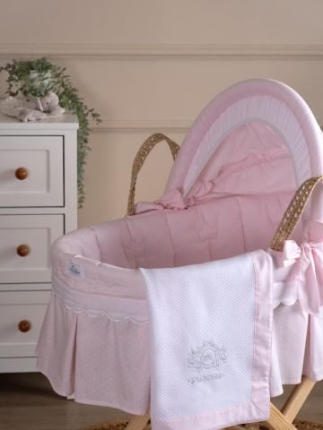 Hasır Sepet Seti - Düz Ayaklı - Princess - Pembe - 85 Cm