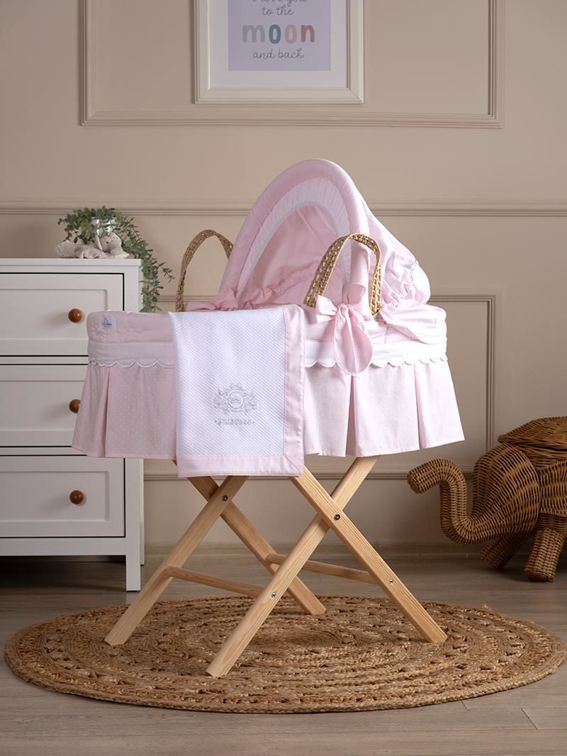 Hasır Sepet Seti - Düz Ayaklı - Princess - Pembe - 85 Cm