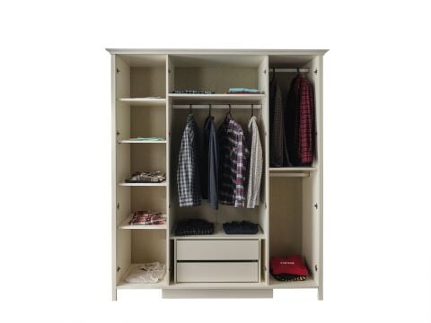 Gize Genç Odası 4 Kapılı - (4 Kapılı Dolap + Komodin + Başlıklı Bazalı Karyola (100x200)