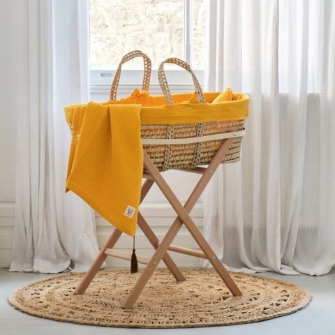 Muslin Hasır Sepet Seti - Marigold - Hardal - 85 Cm