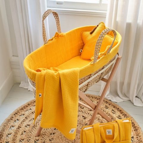 Muslin Hasır Sepet Seti - Marigold - Hardal - 85 Cm
