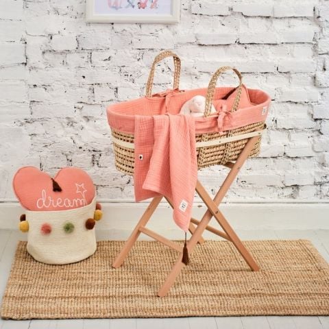 Muslin Hasır Sepet Seti - Coral - Yavruağızı - 85 Cm