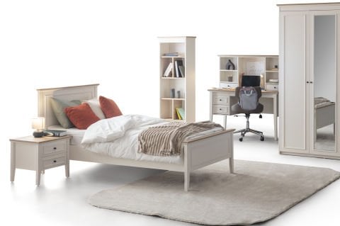 Petra Ay Genç Odası - (3 kapılı Dolap + Çalışma Masası Alt Modül + Karyola 100x200)