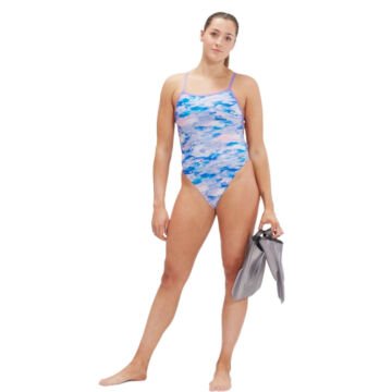Speedo Allover Digital VBK Kadın Yüzücü Mayosu