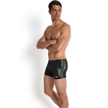 Speedo Endurance Plus Erkek Aquashort Yüzücü Mayosu - Siyah/Yeşil