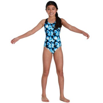 Speedo Allover Splashback Kız Çocuk Yüzücü Mayosu