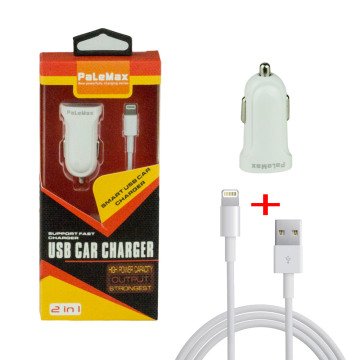 Palemax (araba) araç şarj aleti + usb kablo iphone 5/5s/5c/6/6s/7/7/8Plus uyumlu 100cm ios uyumlu kablo dahil