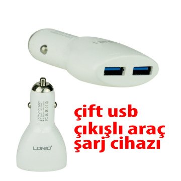 LDNIO dl-210 Beyaz çift usb (araba) araç şarj aleti iphone 5/5s/6/6s/7/7plus Uyumlu