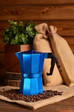 Taşev T1195 Piccolo Moka Pot 6 Fincan Mavi (alüminyum)