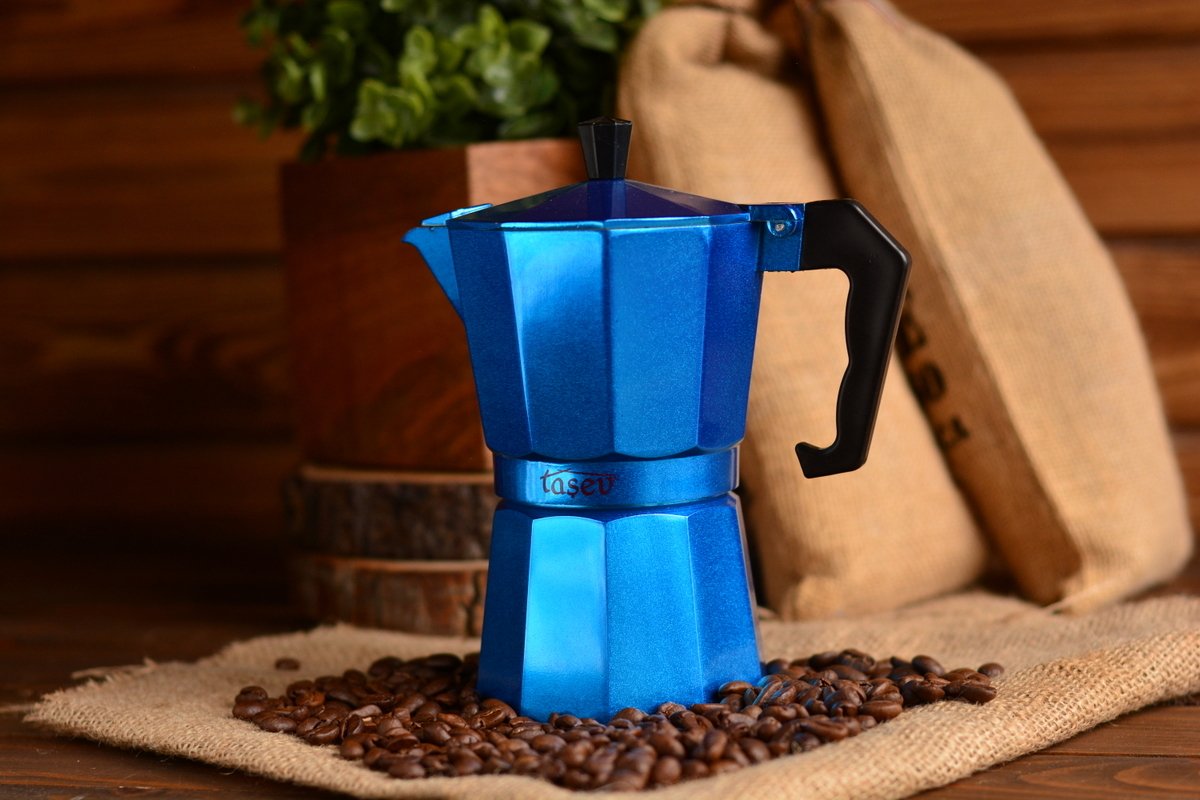 Taşev T1195 Piccolo Moka Pot 6 Fincan Mavi (alüminyum)