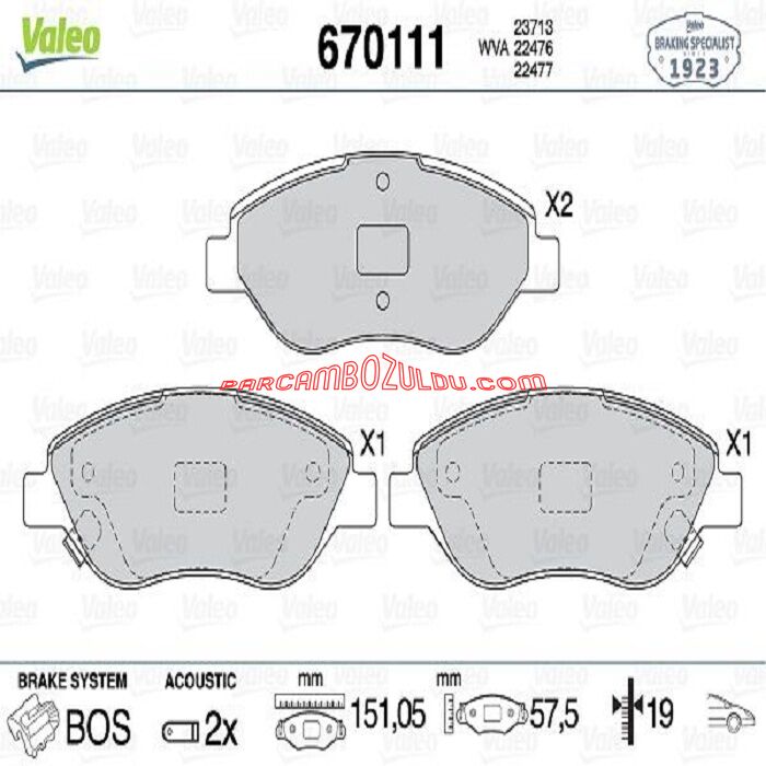 Ön Fren Balatası Egea 1.3 19mm Büyük Tip - 77367923