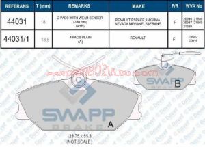Ön Fren Balatası Megane 1-Laguna 1- Safrane 1.6 16V Fişli - 7701206379