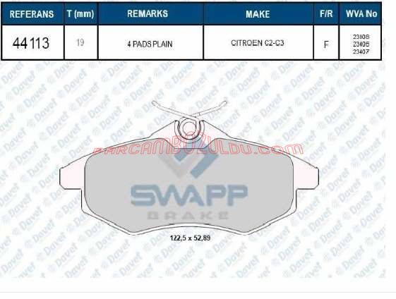 Arka Fren Balatası Partner-Tepe-308 1.6 Hdi WVA24765 P30 - 4254.29