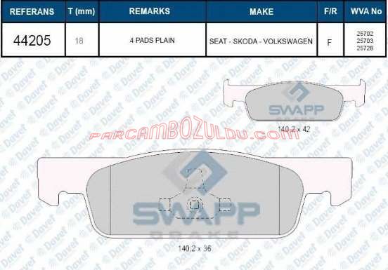 Ön Fren Balatası Clio IV-Logan II-Sandero II Dar - 410605612R
